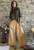 Frame Cotton Shirring Waist Wide Leg Pant Tuscan Sun